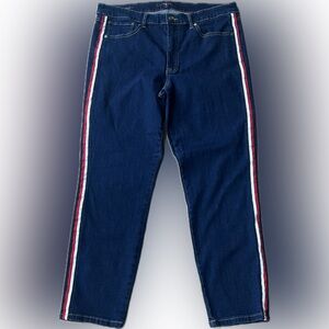 Tommy Hilfiger Tribeca Th Flex Side-Stripe Skinny Jeans sz 16 red white blue
